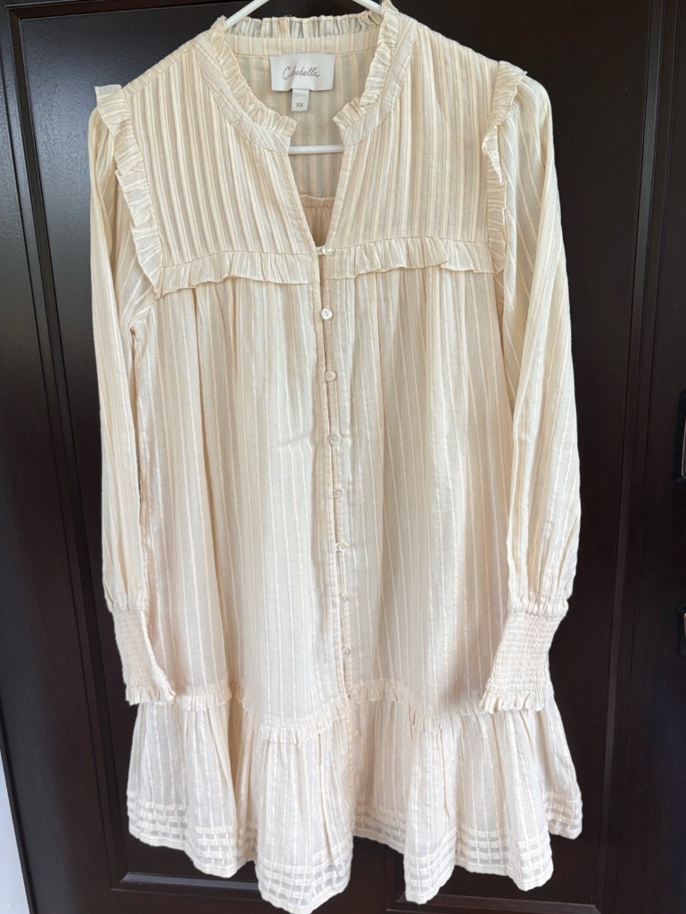 Like New Cleobella Organic Cotton Ruffled Pintucked Smocked Baby Doll Dress XS